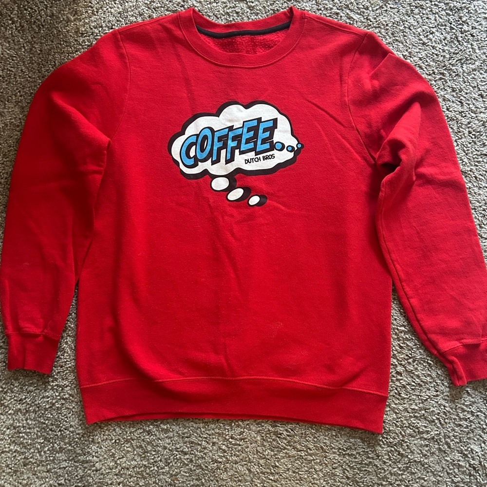 Dutch Bros Vibrant Red Coffee Crewneck Sweater